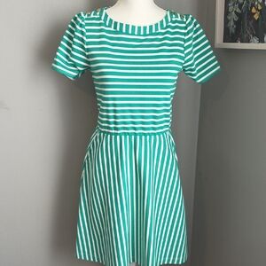 Draper James Green and White Striped Mini Dress Size XS NWOT